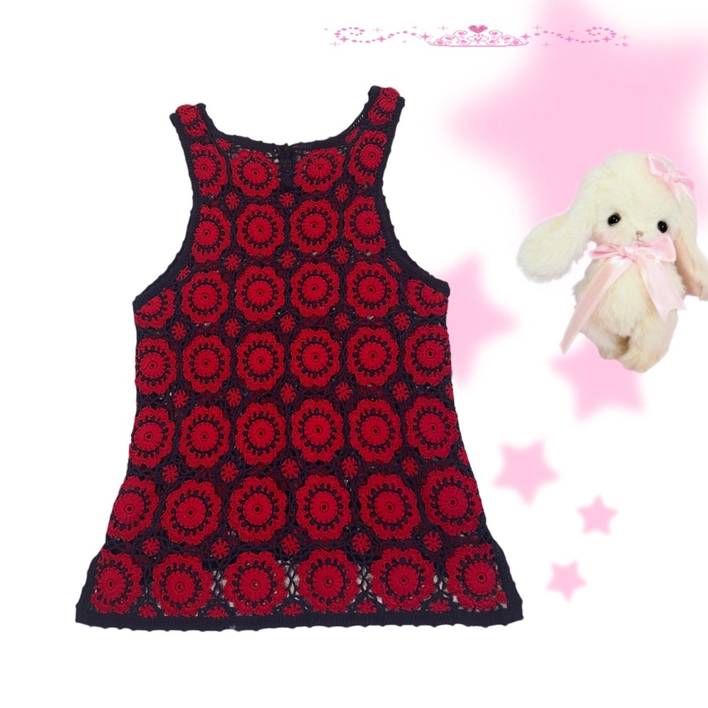 red and black crochet tank - Picture 2 of 4